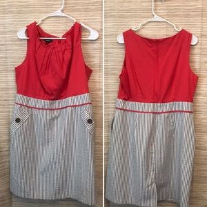 NWOT sleeveless sheath dress w seersucker skirt